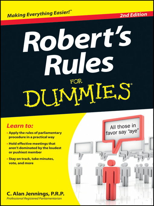 Title details for Robert's Rules For Dummies by C. Alan Jennings, PRP - Available